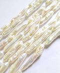 Natural Irregular Freshwater 'Toothpick' Pearls 5-8mm Wide, White  - hole 0.8mm Natural Irregular Freshwater 'Toothpick' Pearls 5-8mm Wide, White  - hole 0.8mm