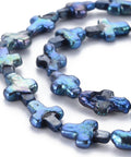 Natural Keshi Pearl, Cultured Freshwater Pearl, Dyed, Cross, Blue, 12~14x9mm Natural Keshi Pearl, Cultured Freshwater Pearl, Dyed, Cross, Blue, 12~14x9mm