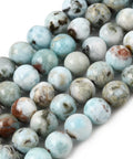 Natural Larimar Smooth Round Beads Strand – 38cm, 0.8mm Hole Natural Larimar Round Beads Strand 38cm | BalzarCrafts