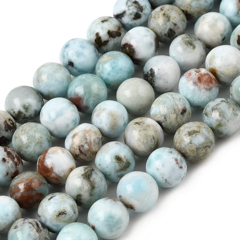 Natural Larimar Smooth Round Beads Strand – 38cm, 0.8mm Hole Natural Larimar Round Beads Strand 38cm | BalzarCrafts