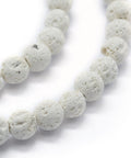 Natural Lava Rock Round Bead Strands, White Natural Lava Rock Round Bead Strands, White