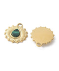Natural Malachite Round Pendant with 18K Gold-Plated Stainless Steel – 18mm Natural Malachite Round Pendant, 18K Gold Plated, 18mm