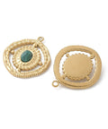 Natural Malachite Round Pendant with 18K Gold-Plated Stainless Steel – 20mm Natural Malachite Round Pendant, 18K Gold Plated