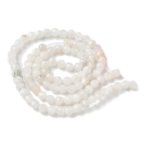 Natural Moonstone Round Faceted Beads Strand – 4mm, 38~39cm Natural Moonstone Round Faceted Beads Strand – 4mm, 38~39cm