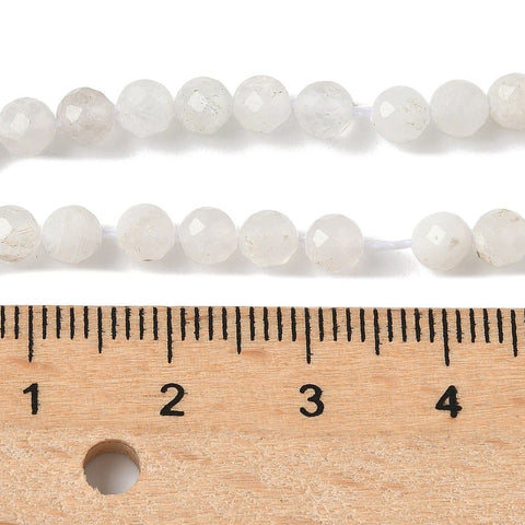 Natural Moonstone Round Faceted Beads Strand – 4mm, 38~39cm Natural Moonstone Round Faceted Beads Strand – 4mm, 38~39cm