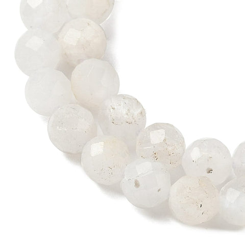 Natural Moonstone Round Faceted Beads Strand – 4mm, 38~39cm Natural Moonstone Round Faceted Beads Strand – 4mm, 38~39cm