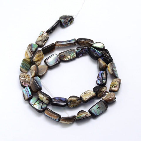 Natural Paua Shell Nugget Bead Strand – Colourful, 6–16mm Natural Paua Shell Nugget Bead Strand – Colourful, 6–16mm