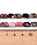 Natural Rhodonite Column Bead Strand – 9–9.5mm Natural Rhodonite Column Bead Strand – 9–9.5mm