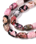 Natural Rhodonite Column Bead Strand – 9–9.5mm Natural Rhodonite Column Bead Strand – 9–9.5mm