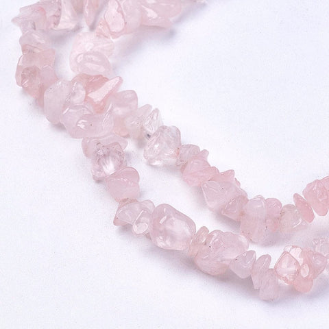 Natural Rose Quartz Bead Chips, Misty Rose ​​Natural Rose Quartz Stone Bead Strands, Chip, MistyRose 