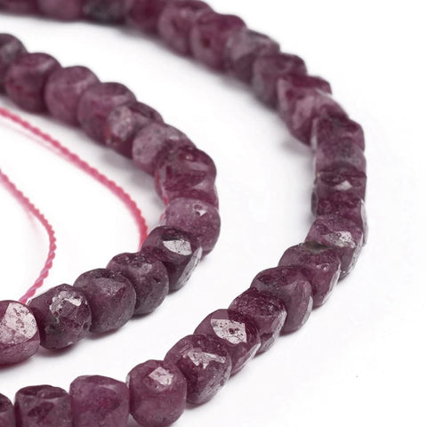 Natural Ruby Faceted Cube Bead Strands for Jewelry Making – 4~5mm Natural Ruby Faceted Cube Bead Strands for Jewelry Making – 4~5mm