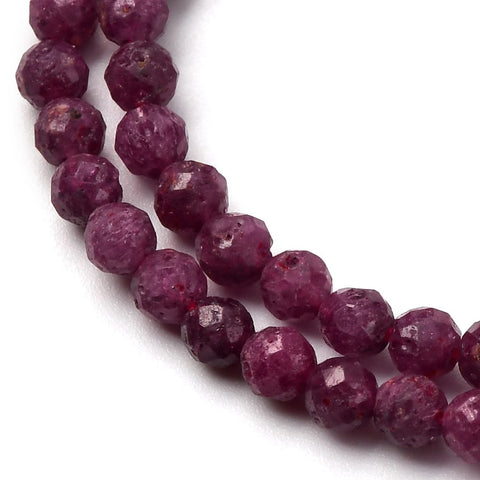 Natural Ruby Faceted Round Bead Strands for Jewelry Making – 4mm Natural Ruby Faceted Round Bead Strands for Jewelry Making – 4mm