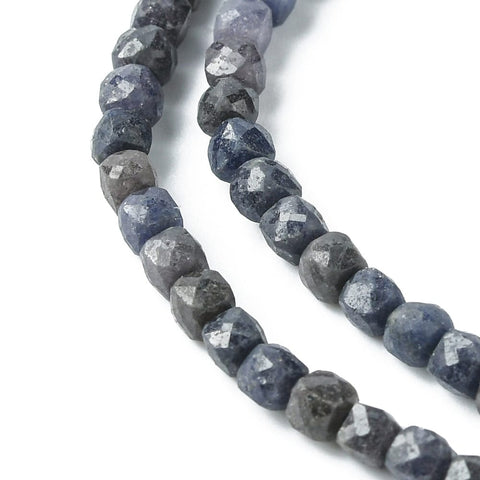 Natural Sapphire Faceted Cube Bead Strands for Jewelry Making – 4mm Natural Sapphire Faceted Cube Bead Strands for Jewelry Making – 4mm