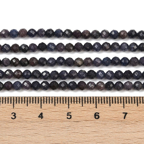 Natural Sapphire Round Faceted Beads Strand – 3.5mm Natural Sapphire Round Faceted Beads 3.5mm