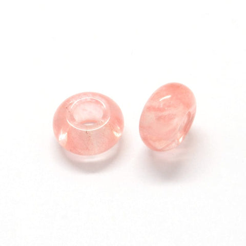 CHERRY QUARTZ Natural Semi-Precious European Large Hole Beads 13-14mm Natural Semi-Precious European Large Hole Beads – Gemstone Charm Beads for Pandora-Style Bracelets & Jewelry Making