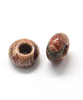 RED RAINBOW JASPER Natural Semi-Precious European Large Hole Beads 13-14mm Natural Semi-Precious European Large Hole Beads – Gemstone Charm Beads for Pandora-Style Bracelets & Jewelry Making