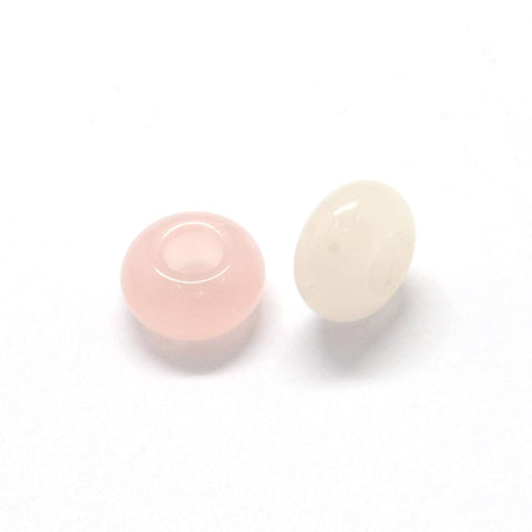 ROSE QUARTZ Natural Semi-Precious European Large Hole Beads 13-14mm Natural Semi-Precious European Large Hole Beads – Gemstone Charm Beads for Pandora-Style Bracelets & Jewelry Making