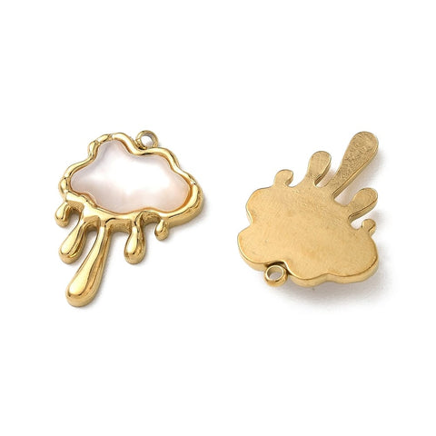 WHITE Natural Shell Melting on Stainless steel Cloud Pendant – Gold-Plated Natural Shell Melting on Stainless steel Cloud Pendant – Gold-Plated