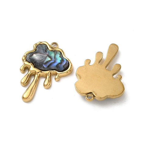 COLORFUL Natural Shell Melting on Stainless steel Cloud Pendant – Gold-Plated Natural Shell Melting on Stainless steel Cloud Pendant – Gold-Plated