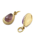 AMETHYST Natural Stone Teardrop Pendant with 304 Stainless Steel base – 11.5mm Natural Stone Teardrop Pendant, Stainless Steel, 11.5mm