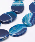 Natural Striped Agate/Banded Agate Beads, Dyed &amp; Heated, Oval, Dodger Blue Natural Striped Agate/Banded Agate Beads, Dyed &amp; Heated, Oval, Dodger Blue