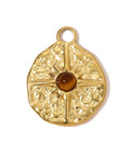 Natural Tiger Eye Sun Pendant with 18K Gold-Plated Stainless Steel – 23mm Natural Tiger Eye Sun Pendant, 18K Gold Plated, 23mm
