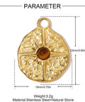 Natural Tiger Eye Sun Pendant with 18K Gold-Plated Stainless Steel – 23mm Natural Tiger Eye Sun Pendant, 18K Gold Plated, 23mm
