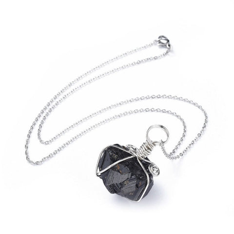 Natural Tourmaline Pendant Necklaces, with 304 Stainless Steel Cable Chains, Black (44.5cm) Natural Tourmaline Pendant Necklaces, with 304 Stainless Steel Cable Chains, Black (44.5cm)