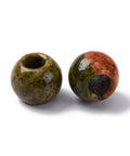 Natural Unakite European Beads, Round Large Hole Beads 12mm Natural Unakite European Beads, Round Large Hole Beads 12mm