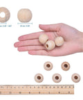 Natural Unfinished Wood Beads, Round Wooden Large Hole Beads, 24mm Natural Unfinished Wood Beads, Round Wooden Large Hole Beads, 24mm