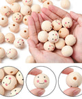 Natural Wood Beads, Large Hole Beads, Smiley Face, 24~25mm Natural Wood Beads, Large Hole Beads, Smiley Face, 24~25mm
