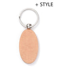 Natural Wood Keychain, with Platinum Plated Iron Split Key Rings, BurlyWood Natural Wood Keychain, with Platinum Plated Iron Split Key Rings, BurlyWood
