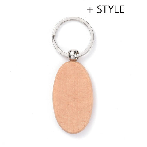 Natural Wood Keychain, with Platinum Plated Iron Split Key Rings, BurlyWood Natural Wood Keychain, with Platinum Plated Iron Split Key Rings, BurlyWood