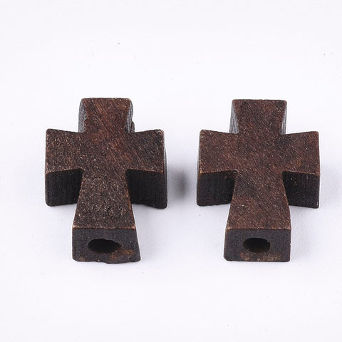 Natural Wooden Beads, Dyed, Cross, Coconut Brown 13.5x10mm Natural Wooden Beads, Dyed, Cross, Coconut Brown 13.5x10mm