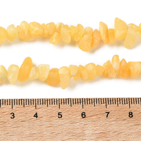 Natural Yellow Jade Chip Beads Strand – 80cm, 1mm Hole Natural Yellow Jade Chip Beads Strand 80cm | BalzarCrafts