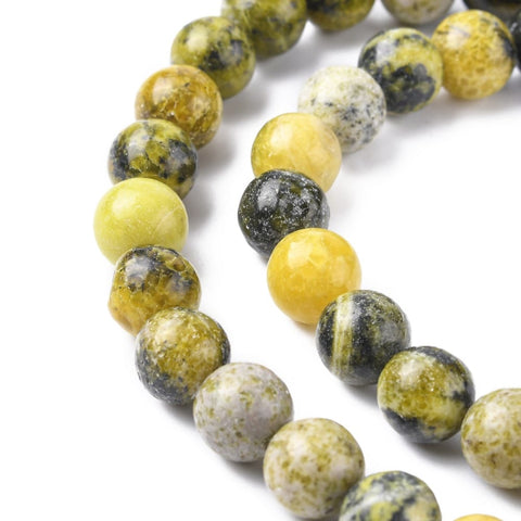 Natural Yellow Turquoise Gemstone Beads, 8mm Natural Yellow Turquoise Jasper Round Beads Strand – 8mm