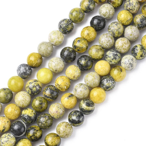Natural Yellow Turquoise Gemstone Beads, 8mm Natural Yellow Turquoise Jasper Round Beads Strand – 8mm
