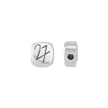 SILVER ANTIQUE New Year 2027 Slider Charm with “27” – 8 × 8mm New Year 2027 Slider Charm with “27” – 8 × 8mm