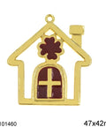 New Years Lucky Charm, Gold Plated House with Enamel, 47x42mm New Years Lucky Charm, Gold Plated House with Enamel, 47x42mm