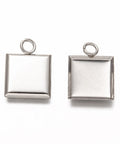 Non-Tarnish 304 Stainless Steel Square Cabochon Pendant Setting – 10mm Stainless Steel Square Cabochon Setting 10mm | BalzarCrafts