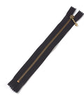 Nylon Closed-End Zipper with Metal Puller – Black & Antique Bronze, 20cm Nylon Closed-End Zipper with Metal Puller – Black & Antique Bronze, 20cm
