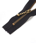 Nylon Closed-End Zipper with Metal Puller – Black & Antique Bronze, 20cm Nylon Closed-End Zipper with Metal Puller – Black & Antique Bronze, 20cm