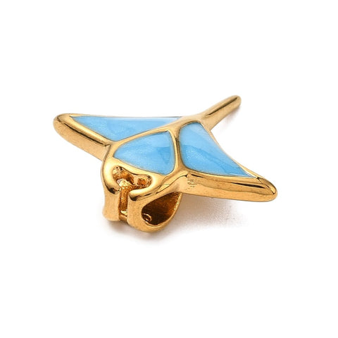 Ocean 304 Stainless Steel Enamel Manta Ray Pendants, Golden Sea Life Charms, 25x24mm Ocean 304 Stainless Steel Enamel Manta Ray Pendants, Golden Sea Life Charms, 25x24mm