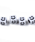Opaque Acrylic Beads, Cube with Smiling Face, White Size: about 6x6mm Opaque Acrylic Beads, Cube with Smiling Face, White Size: about 6x6mm