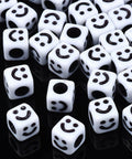Opaque Acrylic Beads, Cube with Smiling Face, White Size: about 6x6mm Opaque Acrylic Beads, Cube with Smiling Face, White Size: about 6x6mm