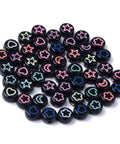 BLACK MIX (AB7604-MB) Opaque Acrylic Beads, Flat Round 7mm Opaque Acrylic Beads, Flat Round 7mm