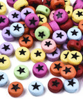 Opaque Acrylic Beads, Flat Round with Star, Mixed Color 7x4mm Opaque Acrylic Beads, Flat Round with Star, Mixed Color 7x4mm