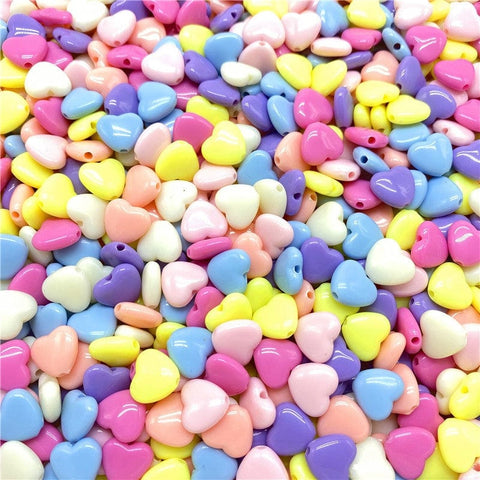 MIX Opaque Acrylic Beads, Heart, 9mm Opaque Acrylic Beads, Heart, 9mm