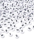Opaque Acrylic Beads, Number Style, Flat Round, White 7x4mm Opaque Acrylic Beads, Number Style, Flat Round, White 7x4mm
