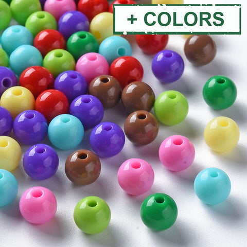 Opaque Acrylic Beads, Round, 8x7mm, Hole: 2mm (40g) Opaque Acrylic Beads, Round, 8x7mm, Hole: 2mm (40g)